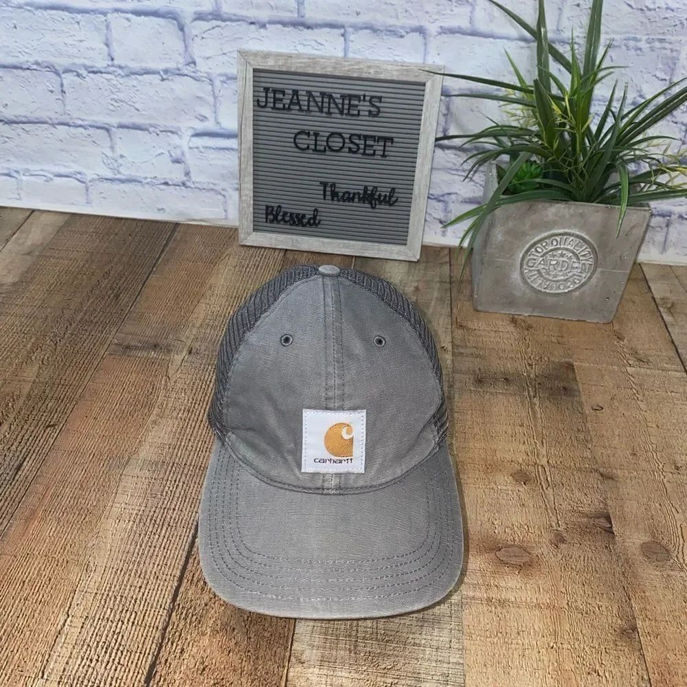 Carhartt Hat Cap Distressed Gray Trucker Mesh Snap Back Lightweight Casual